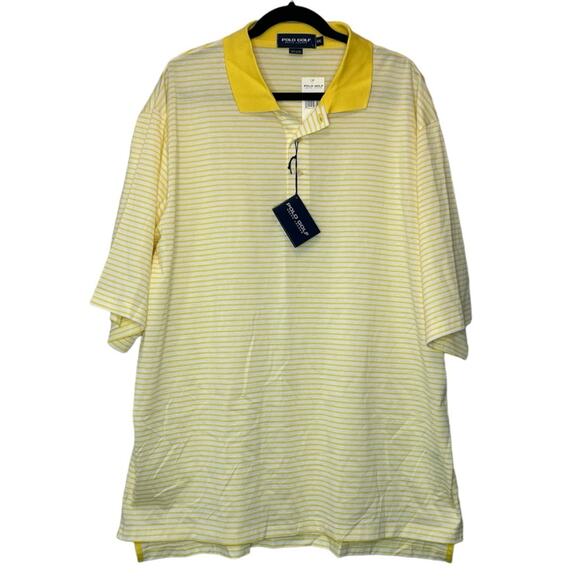 Polo Golf Ralph Lauren 1/4 Button Up Shirt Light Weight Yellow White Men XXL NWT - Picture 1 of 6